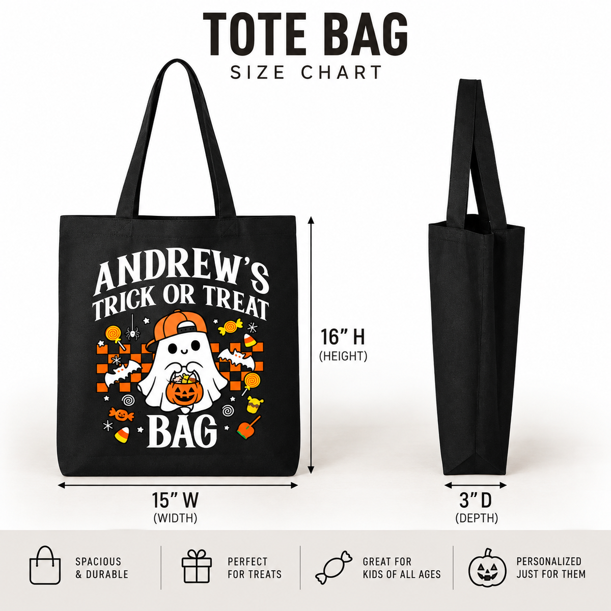 Personalized Halloween Trick Or Treat Bag