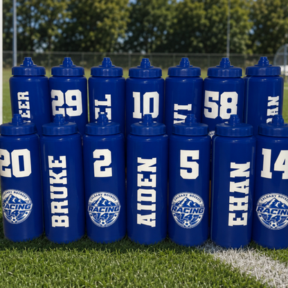 Custom Team Water Bottles | Personalized with Name, Number & Team Logo