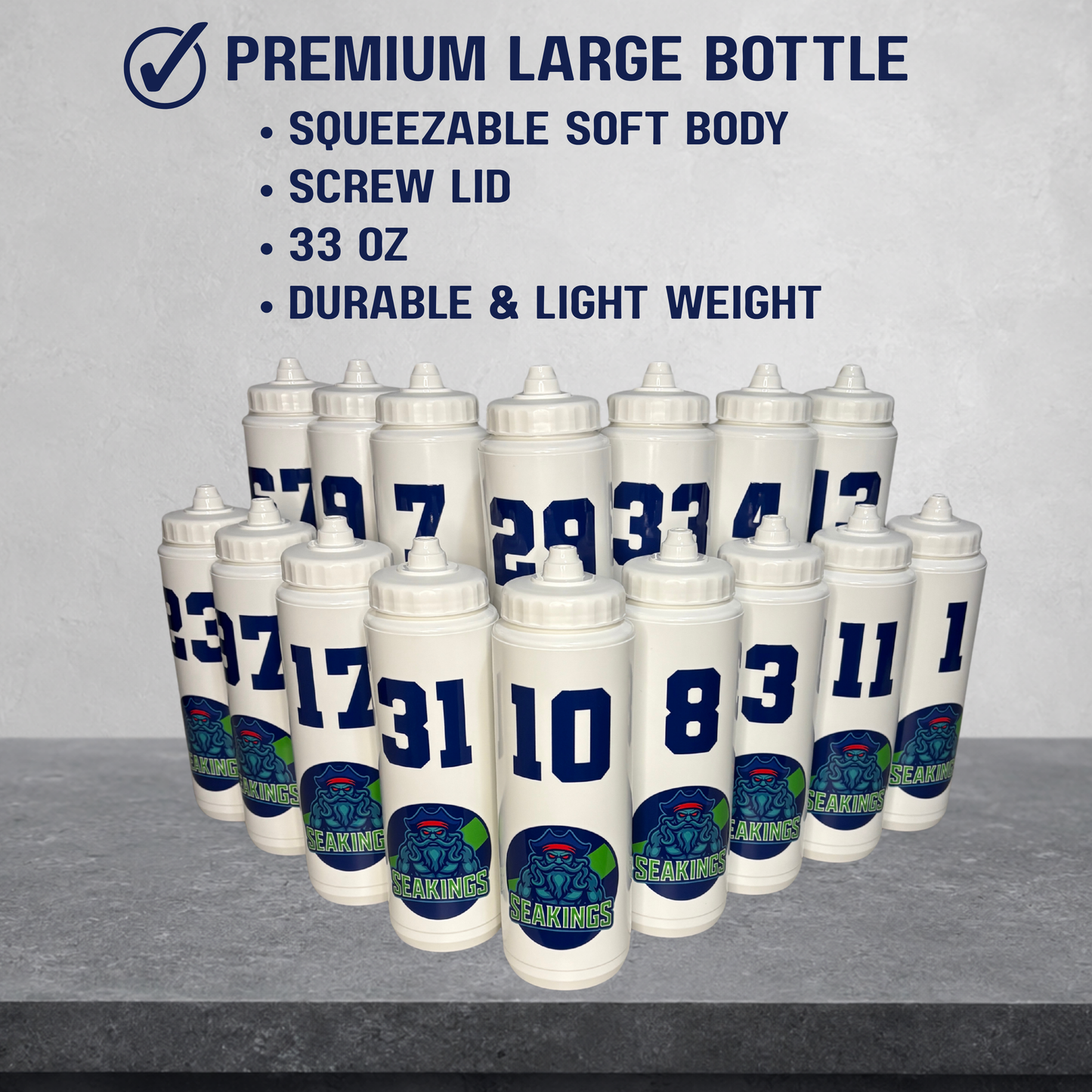Custom Team Water Bottles | Personalized with Name, Number & Team Logo
