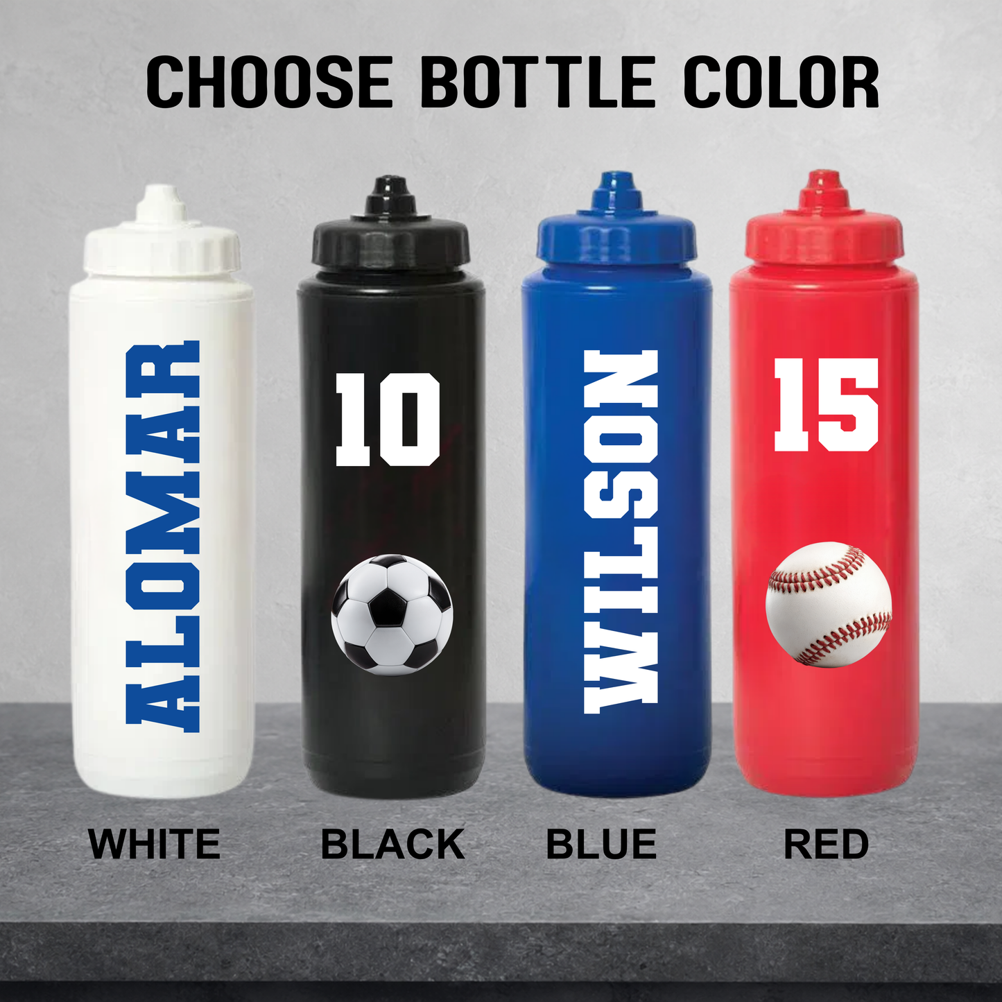 Custom Team Water Bottles | Personalized with Name, Number & Team Logo