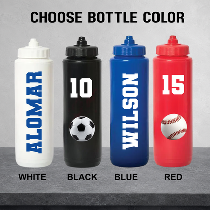 Custom Team Water Bottles | Personalized with Name, Number & Team Logo