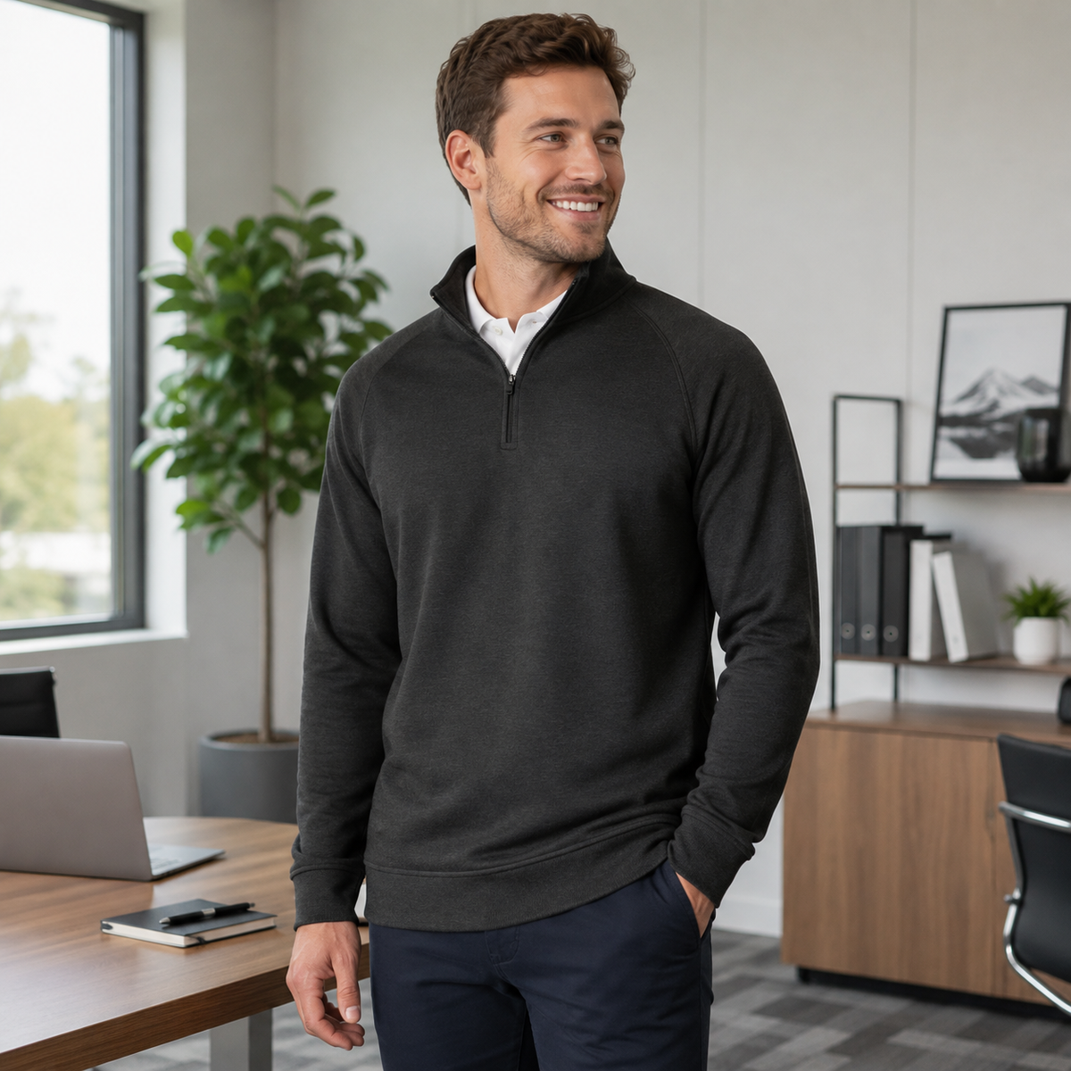 Professional  Mens Dress Quarterzip Sweater