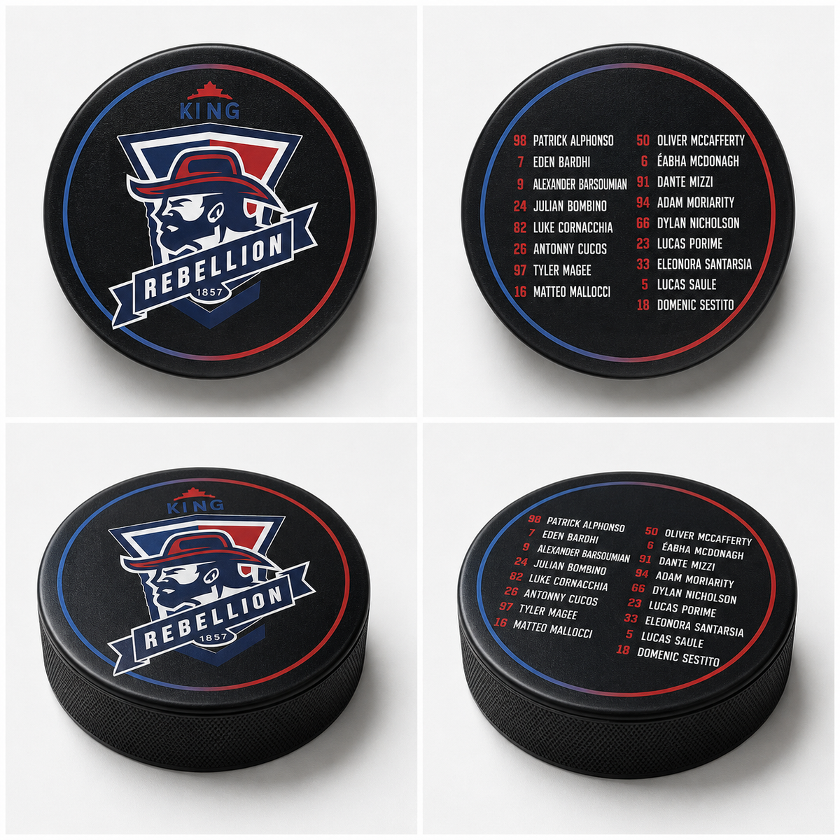 Custom Team Roster Hockey Puck