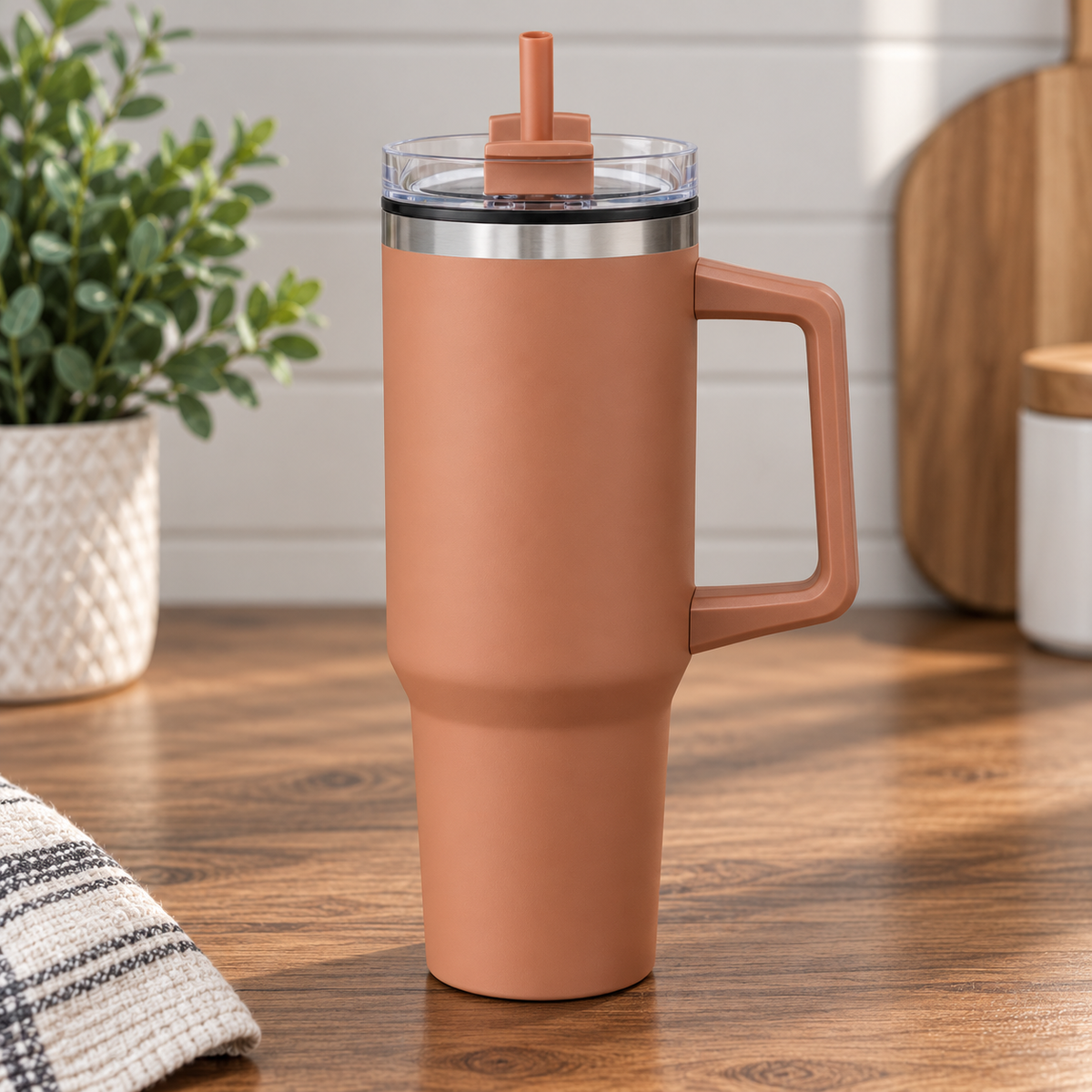 Personalized 40oz Travel Tumbler with Handle & Straw