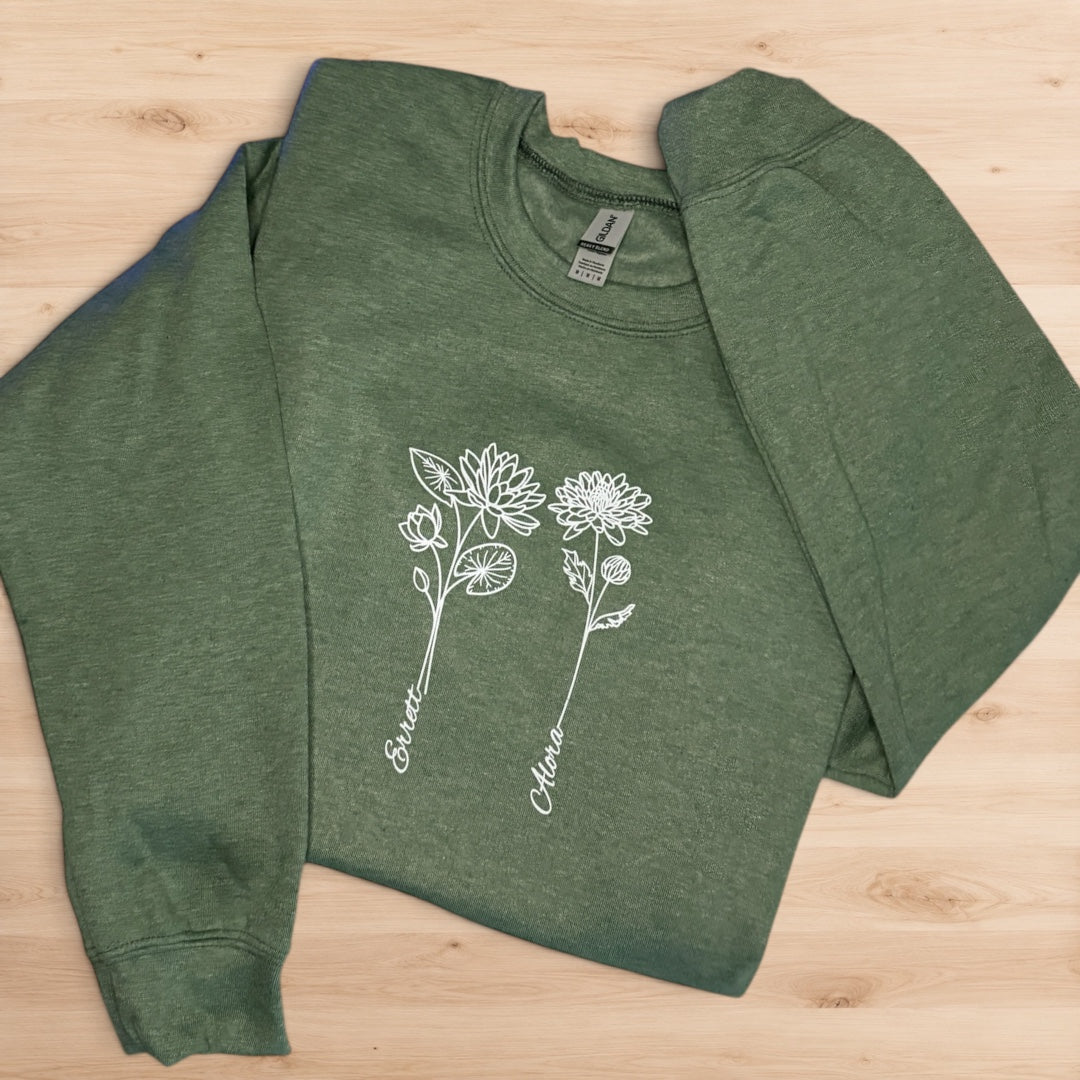 Custom Birth Month Flower Crewneck